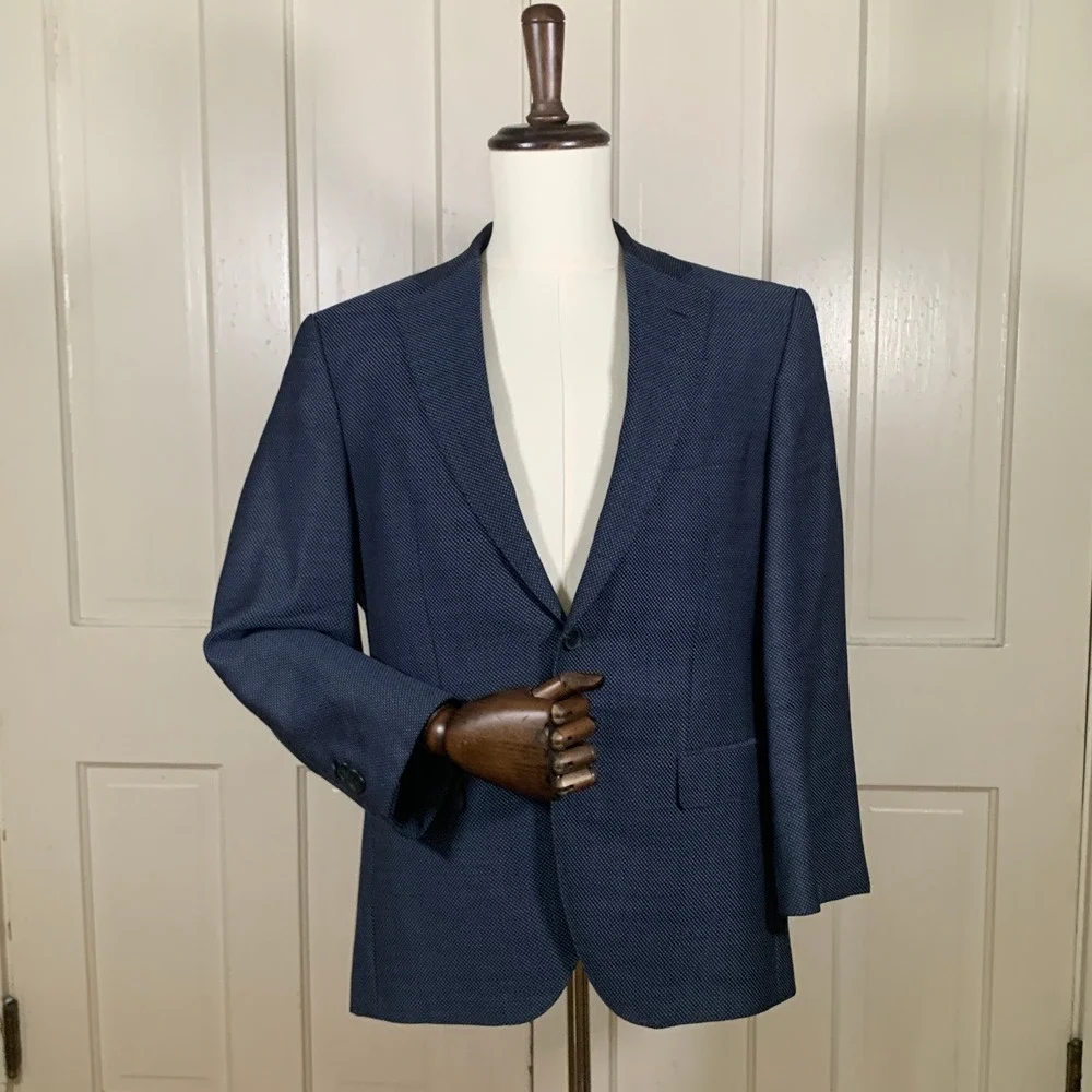 Hugo Boss Phoenix Blazer Mens 40S Navy Lanificio Tesse Biella Sport Coat